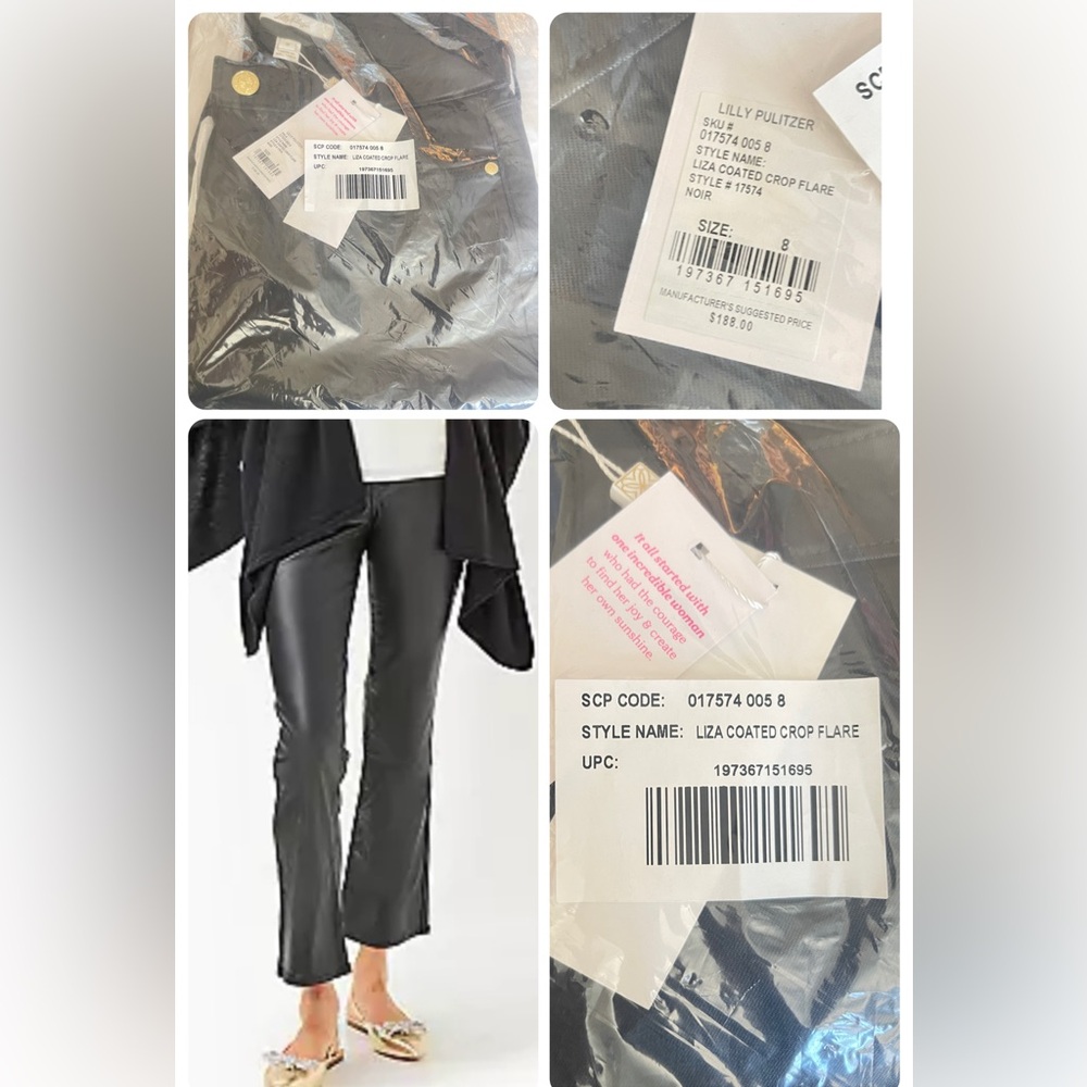 Lilly Pulitzer Black Coated Crop Flare Pants